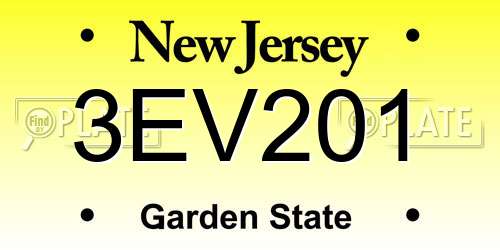 3EV201 New Jersey License Plate