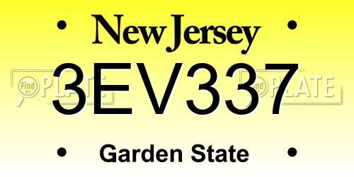 3EV337 New Jersey License Plate