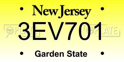 3EV701 New Jersey License Plate