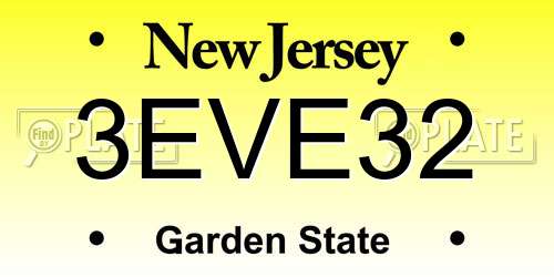 3EVE32 New Jersey License Plate