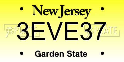 3EVE37 New Jersey License Plate