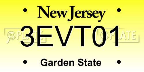 3EVT01 New Jersey License Plate