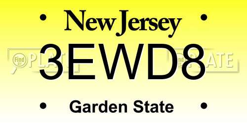 3EWD8 New Jersey License Plate