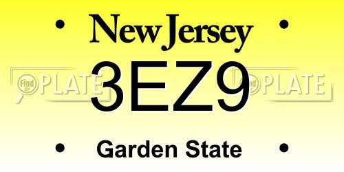3EZ9 New Jersey License Plate