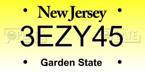 3EZY45 New Jersey License Plate