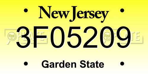 3F05209 New Jersey License Plate