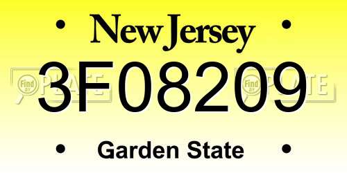 3F08209 New Jersey License Plate