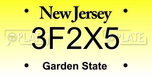 3F2X5 New Jersey License Plate