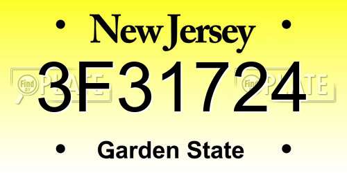 3F31724 New Jersey License Plate