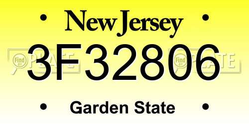 3F32806 New Jersey License Plate