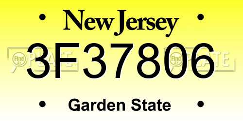 3F37806 New Jersey License Plate