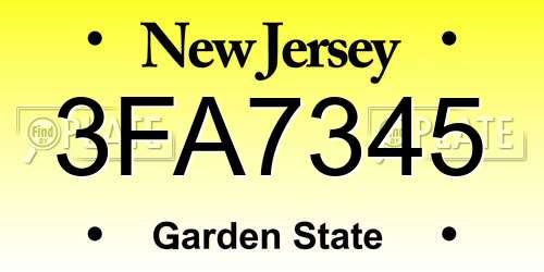 3FA7345 New Jersey License Plate