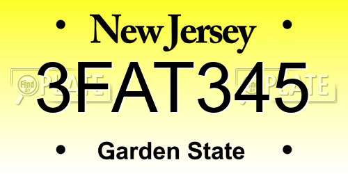 3FAT345 New Jersey License Plate