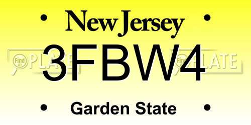 3FBW4 New Jersey License Plate