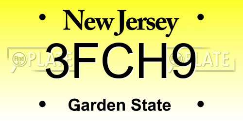 3FCH9 New Jersey License Plate