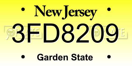3FD8209 New Jersey License Plate