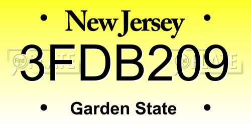 3FDB209 New Jersey License Plate