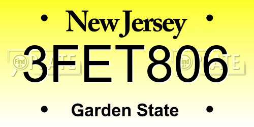3FET806 New Jersey License Plate