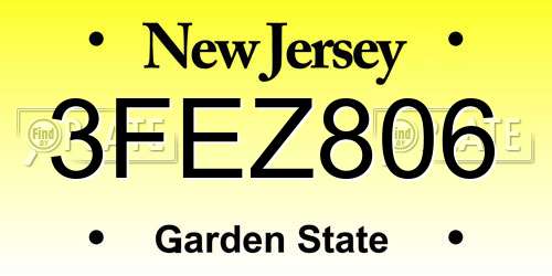 3FEZ806 New Jersey License Plate