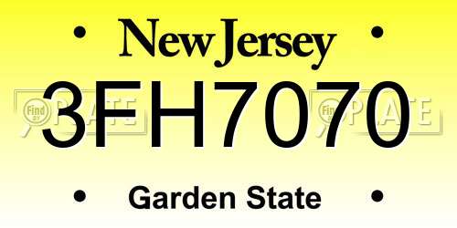3FH7070 New Jersey License Plate