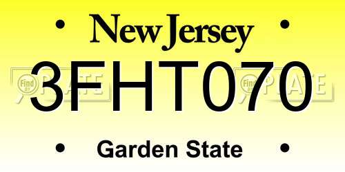 3FHT070 New Jersey License Plate