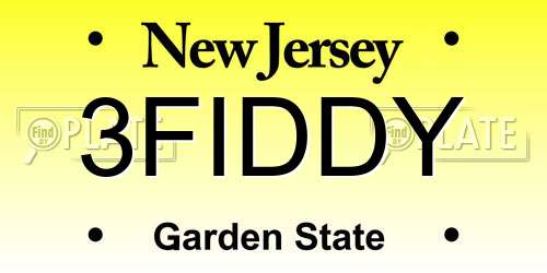 3FIDDY New Jersey License Plate