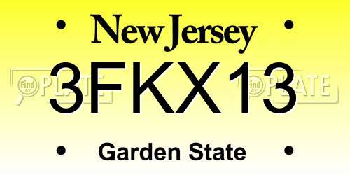 3FKX13 New Jersey License Plate