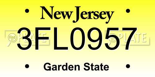 3FL0957 New Jersey License Plate