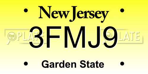 3FMJ9 New Jersey License Plate