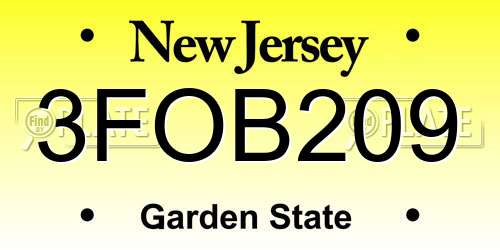 3FOB209 New Jersey License Plate