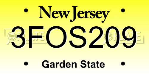 3FOS209 New Jersey License Plate