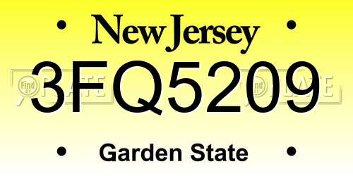 3FQ5209 New Jersey License Plate