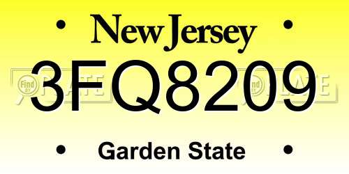 3FQ8209 New Jersey License Plate