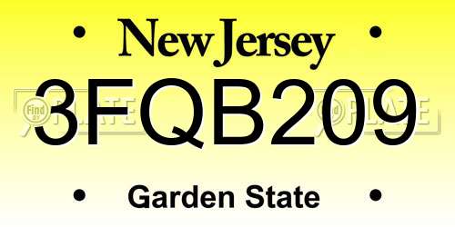 3FQB209 New Jersey License Plate