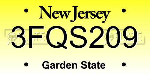 3FQS209 New Jersey License Plate