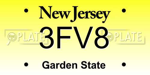 3FV8 New Jersey License Plate