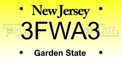 3FWA3 New Jersey License Plate