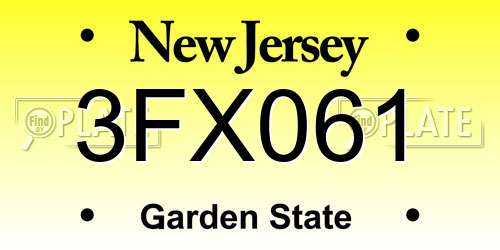 3FX061 New Jersey License Plate