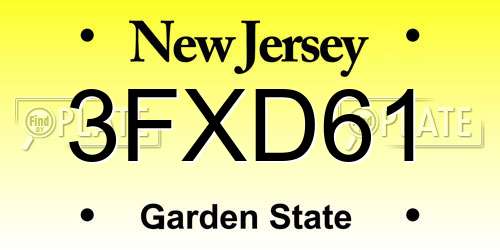 3FXD61 New Jersey License Plate