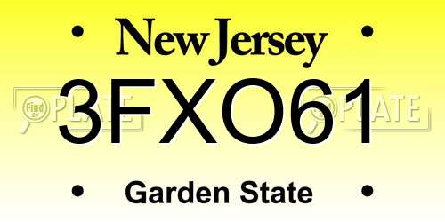 3FXO61 New Jersey License Plate