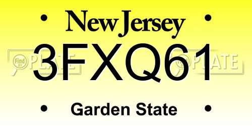3FXQ61 New Jersey License Plate