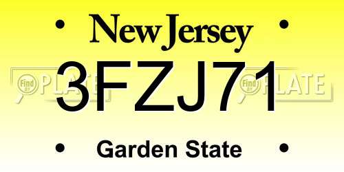 3FZJ71 New Jersey License Plate