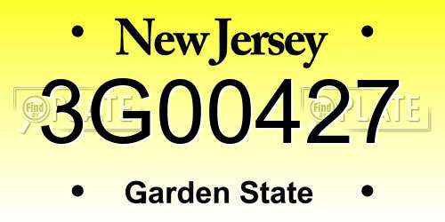 3G00427 New Jersey License Plate
