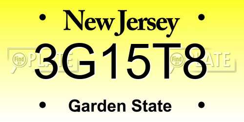 3G15T8 New Jersey License Plate