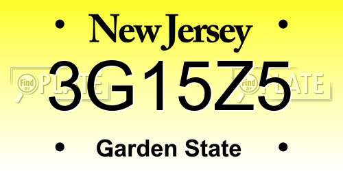 3G15Z5 New Jersey License Plate