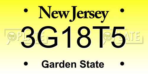 3G18T5 New Jersey License Plate