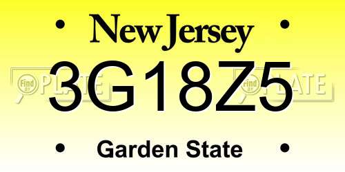 3G18Z5 New Jersey License Plate