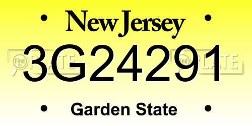 3G24291 New Jersey License Plate