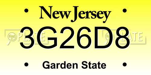 3G26D8 New Jersey License Plate