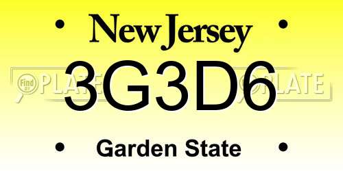 3G3D6 New Jersey License Plate